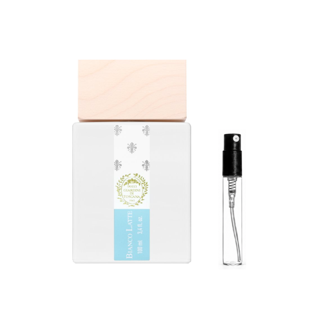 Giardini Di Toscana Bianco Latte Eau de Parfum – oryginalny flakon i identyczny atomizer wzorcowy