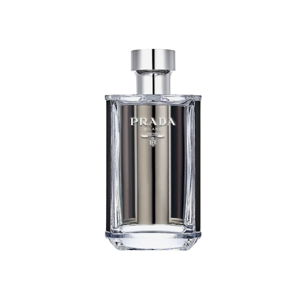Flakon perfum Prada L'Homme z nutami neroli, czarnego pieprzu, kardamonu, irysa, fiołka, bursztynu, cedru, paczuli i drzewa sandałowego.